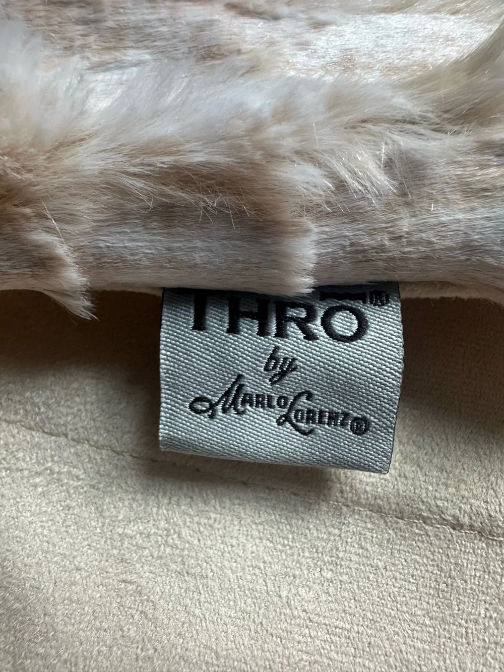 THRO by Marlo Lorenz Faux Fur Throw Blanket Tan Textured Plush 60” x 45”‎